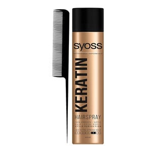 Syoss Keratin Extra Strong Hold Hairspray 400 ml + Comb