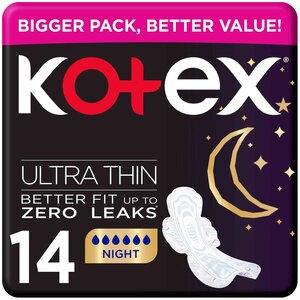 Kotex Ultra Thin Natural Night Sanitary Pads With Wings 14 pcs