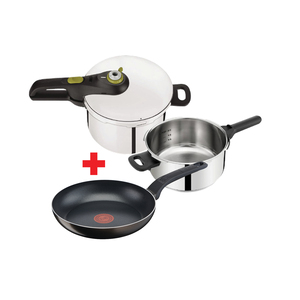 Tefal Secure Pressure Cooker 6Ltr + 4Ltr P2544342 + Fry Pan 28cm