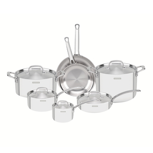 Tramontina Grano 12 pc Stainless Steel Cookware Set including Lid with Tri-ply Body, 65240028