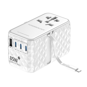 Powerology Universal GaN 85W Super Charger Retractable Type-C Cable White (PWCUQC026)