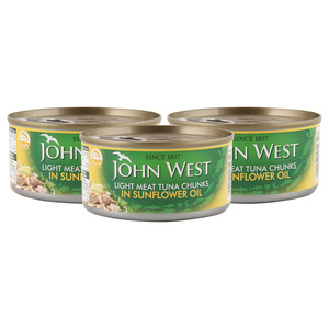 John West Skipjack Light Meat Tuna Chunks In Sunflower Oil 3 x 170 g