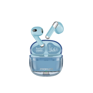 Promate TransPods HD Transparent TWS Earbuds with Mic, Blue