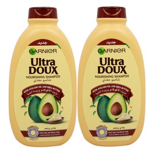 Garnier Ultra Doux Nourishing Shampoo with Avocado Oil and Shea Butter, 2 x 400 ml