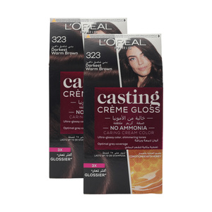 L'Oreal Paris Casting Creme Gloss Darkest Warm Brown 323 2 pcs