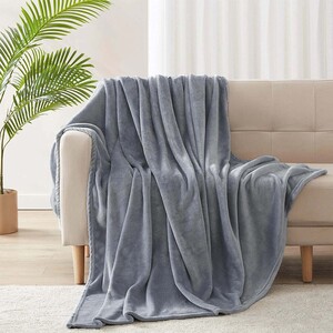 Bravo Flannel Blanket 200x220cm Grey Online at Best Price | null | Lulu UAE