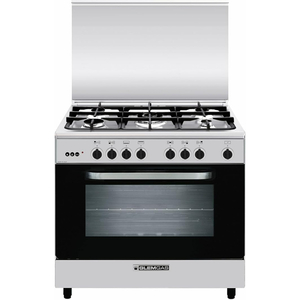 Glemgas 5 Burner Cooking Range, 90x60, Stainless Steel, AL9612RI-FSCD