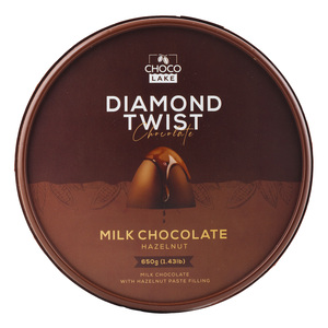 Choco Lake Diamond Twist Milk Chocolate Hazelnut Tub 650 g