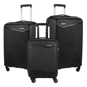 American Tourister Phoenix 4 Wheel Hard Trolley, 3 pc Set, Black