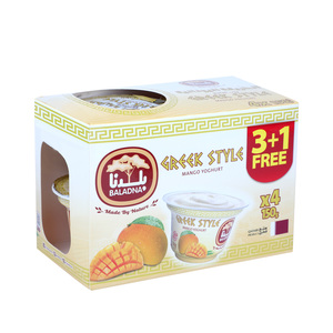 Baladna Greek Style Mango Yoghurt 150 g 3+1 pcs