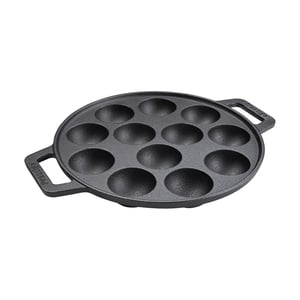 Prestige Pre Seasoned Cast Iron Appam Pan / Paniyaram Pan 26 Cm Black PR48908