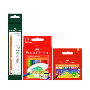 Faber Castell HB Pencil + 12 Color Pencil + 12 Wax Crayons