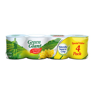 العملاق الأخضرلذرة حلوة بدون سكر مضاف عبوة اقتصادية 4 × 150 جم