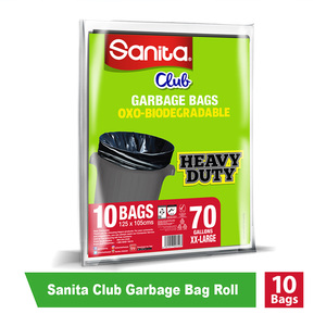 Sanita Club Oxo-Biodegradable Garbage Bags 70 Gallons XX-Large Size 125 x 105cm 10pcs