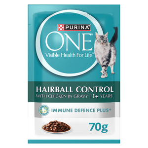 Purina One Adult Catfood Hairball Control With Chicken In Gravy For 1+ Years 12 x 70 g