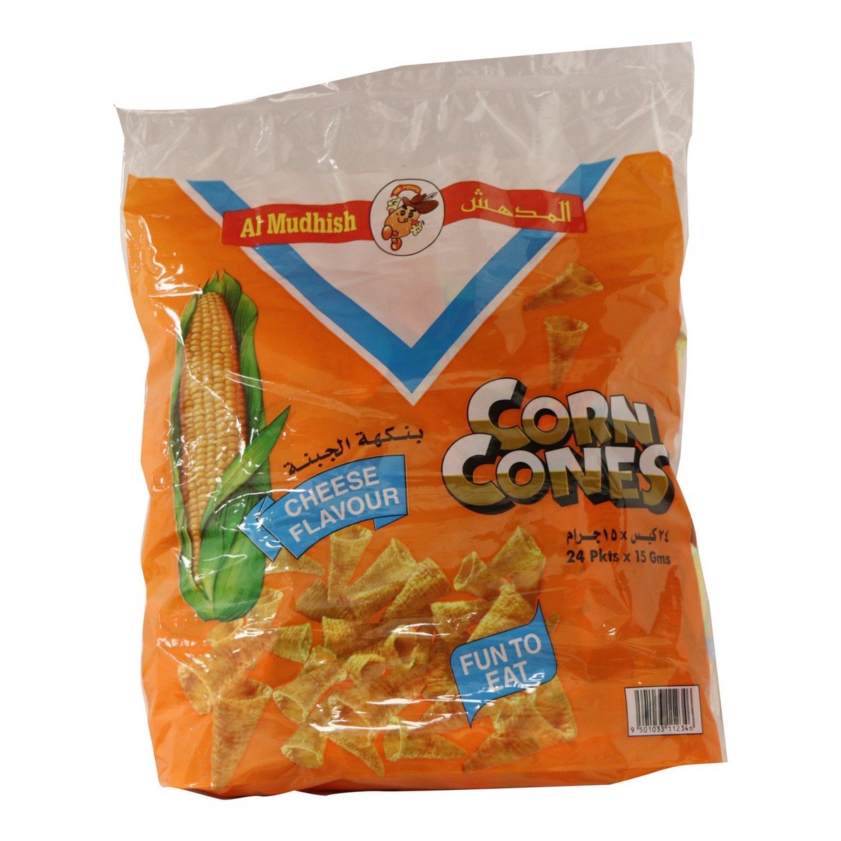 Al Mudhish Corn Cones Cheese Flavour 24 x 15 g