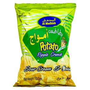 Al Mudhish Potato Ripple Crunch Sour Cream & Onion 150g