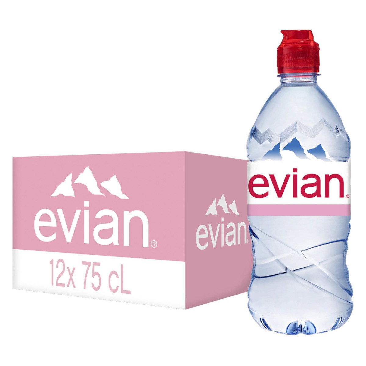 Evian Natural Mineral Water with Sports Cap 12 x 750 ml Online at