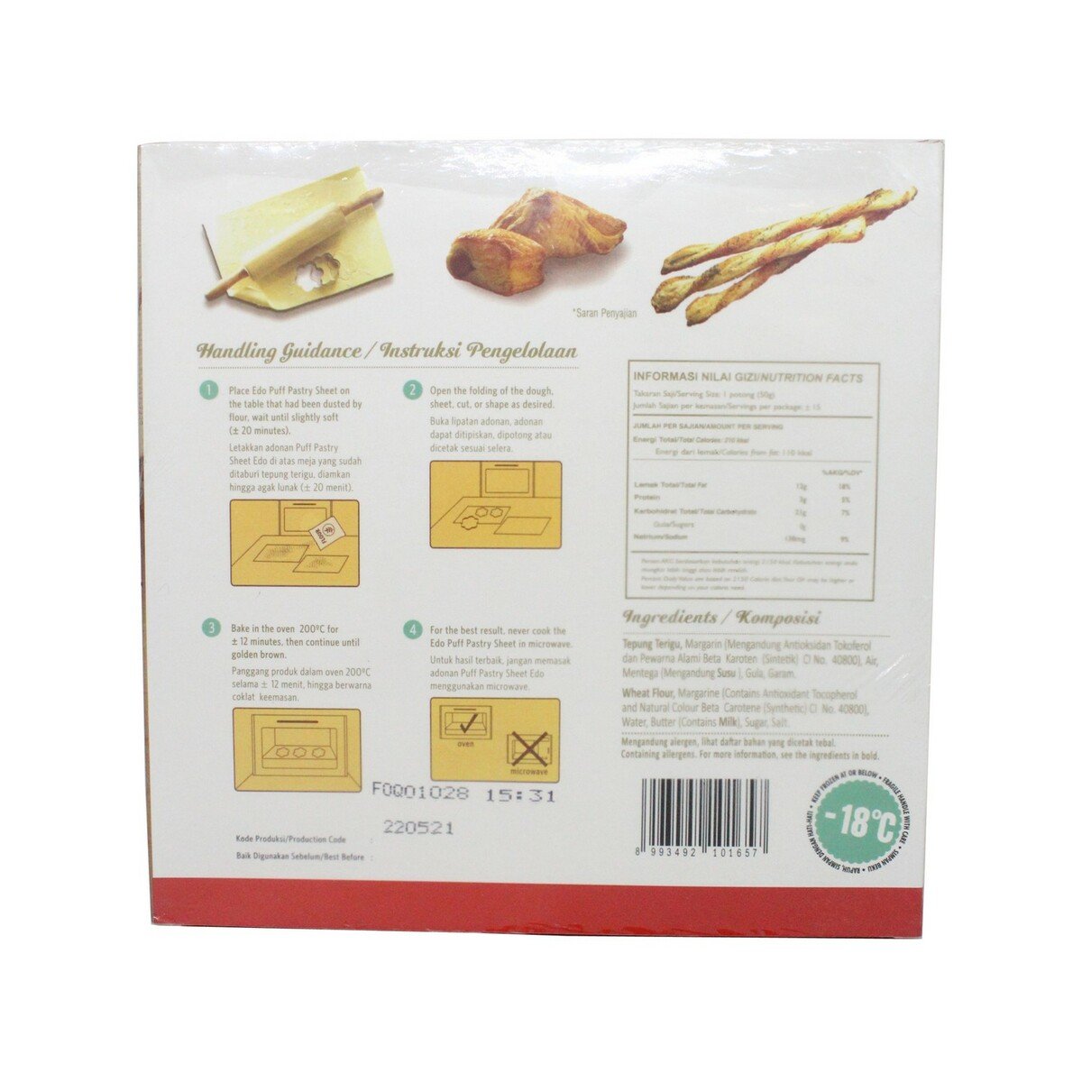 Edo Puff Pastry Sheet 750g