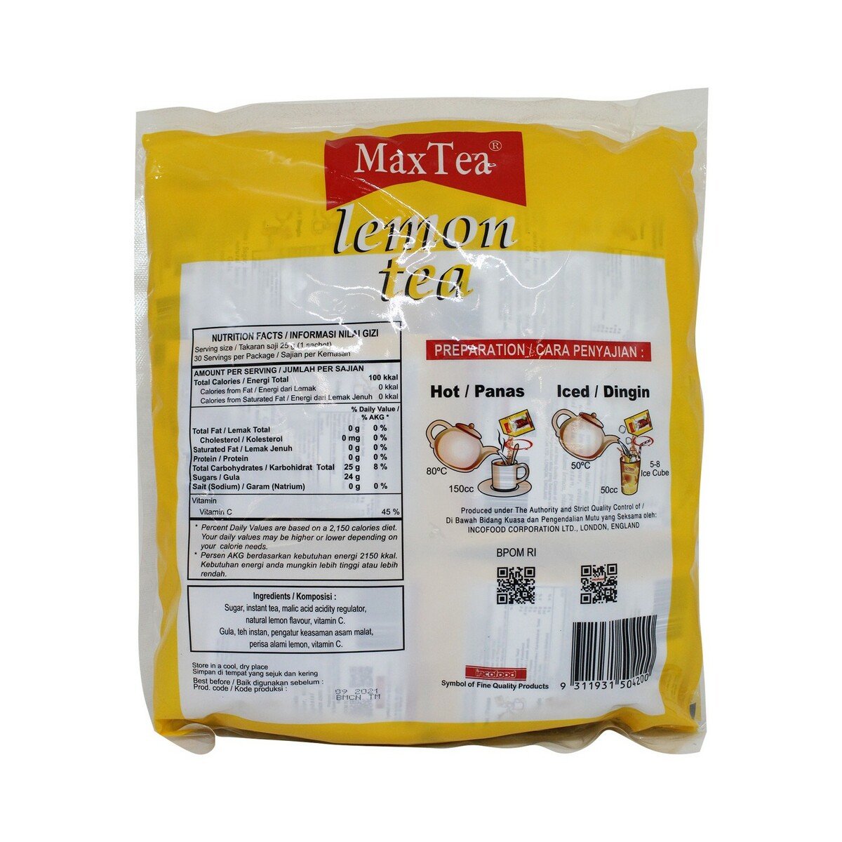 MaxTea Lemon Tea 30 x 25g