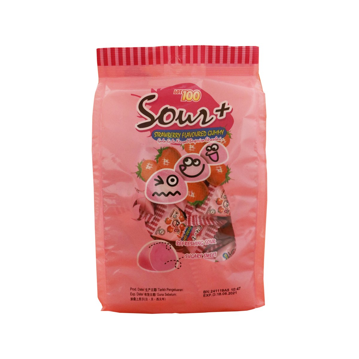 Lot 100 Sour + Gummy Strawberry 270g