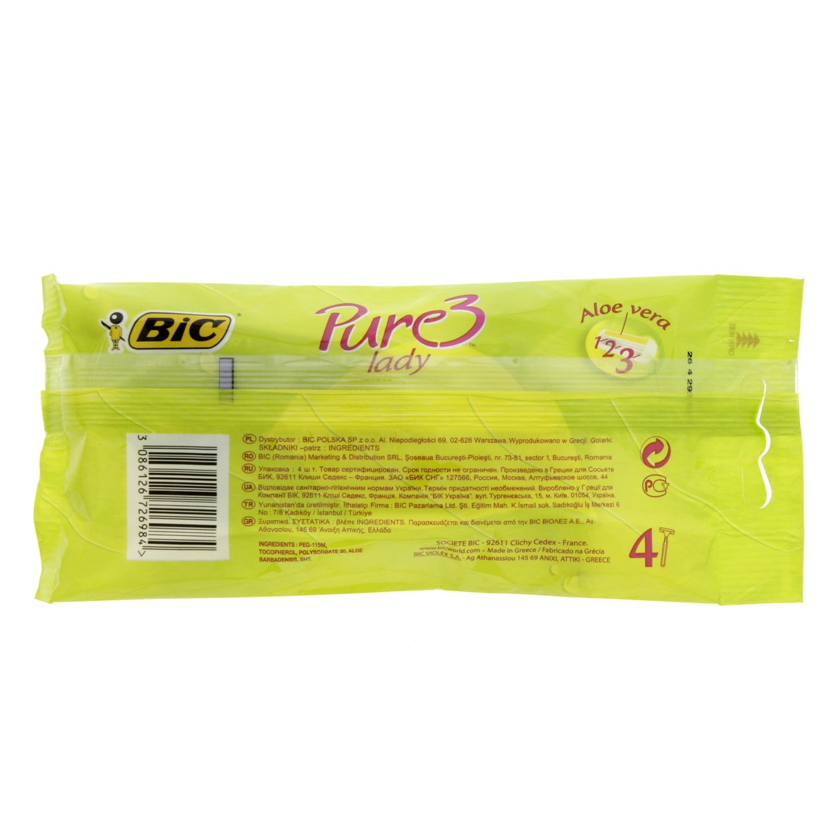 Bic Pure3 Lady 3Blade Razor 4 pcs