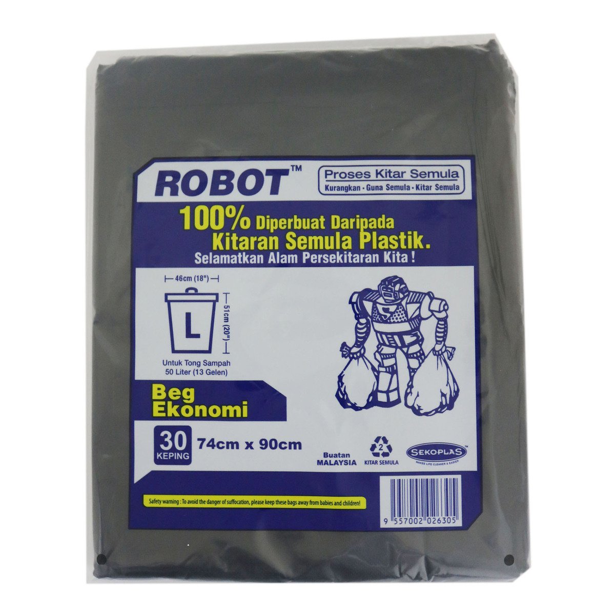 Sekoplas Robot Garbage Bag Large 74 x 90Cm 10pcs