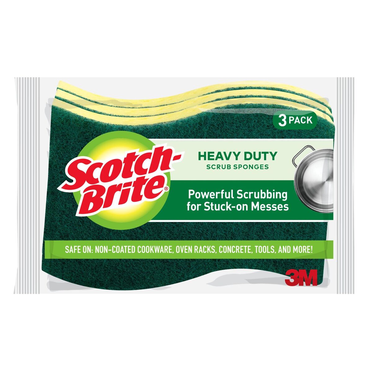 Scotch Brite Heavy Duty Scrub Sponges Size 114mm x 68mm x 15mm 3pcs