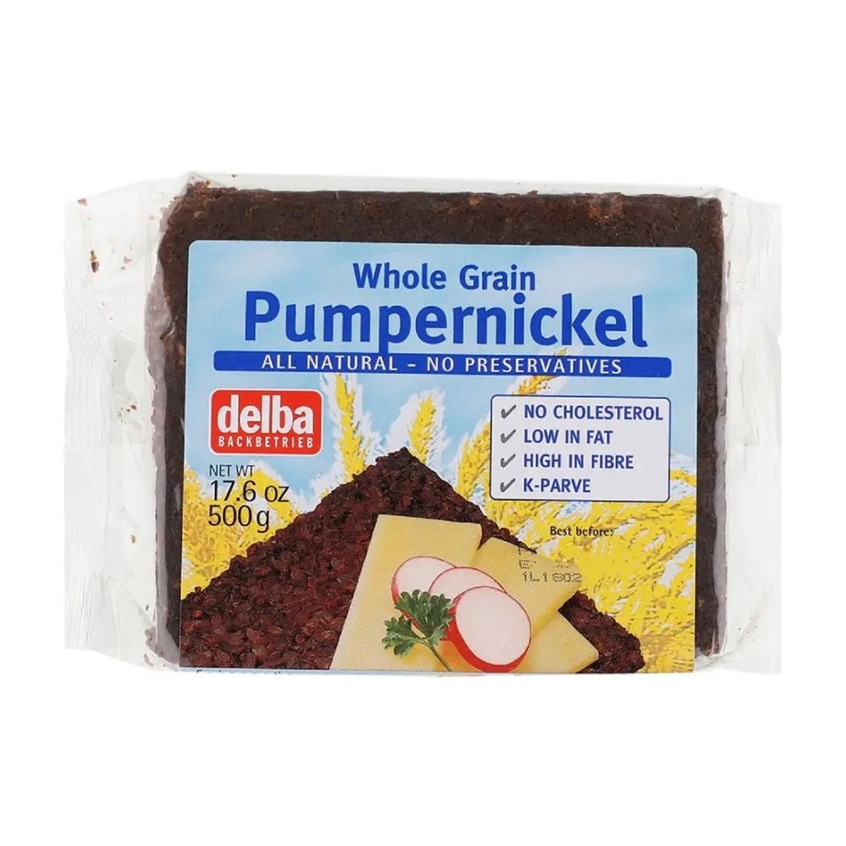 Delba Whole Grain Pumpernickel Bread 500 g