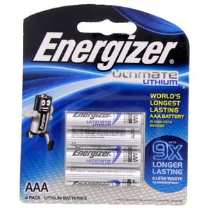 Energizer Ultimate Lithium AAA battery L92BP4, Pack of 4 Pcs