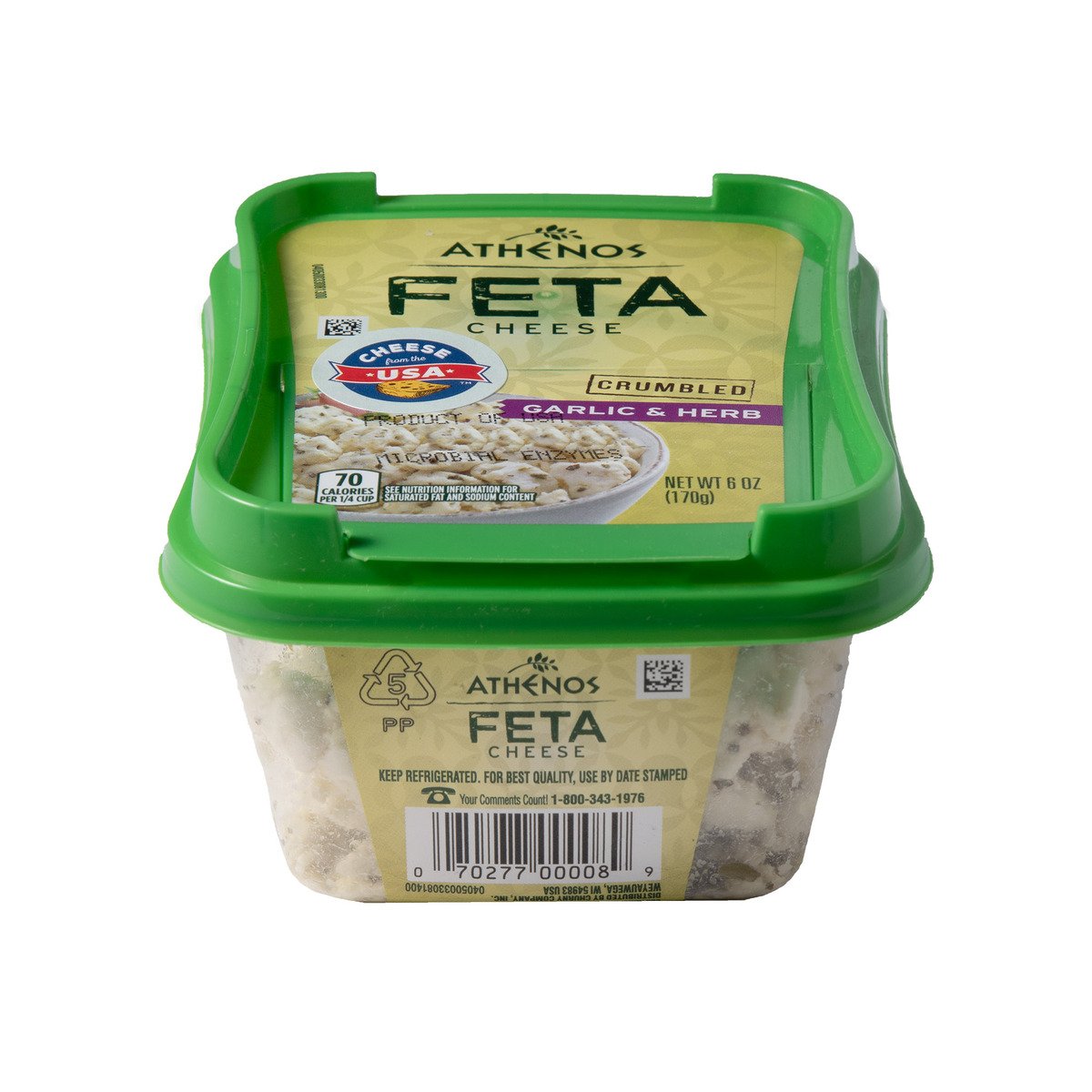 Athenos Feta Cheese Crumbled Garlic & Herb 170 g