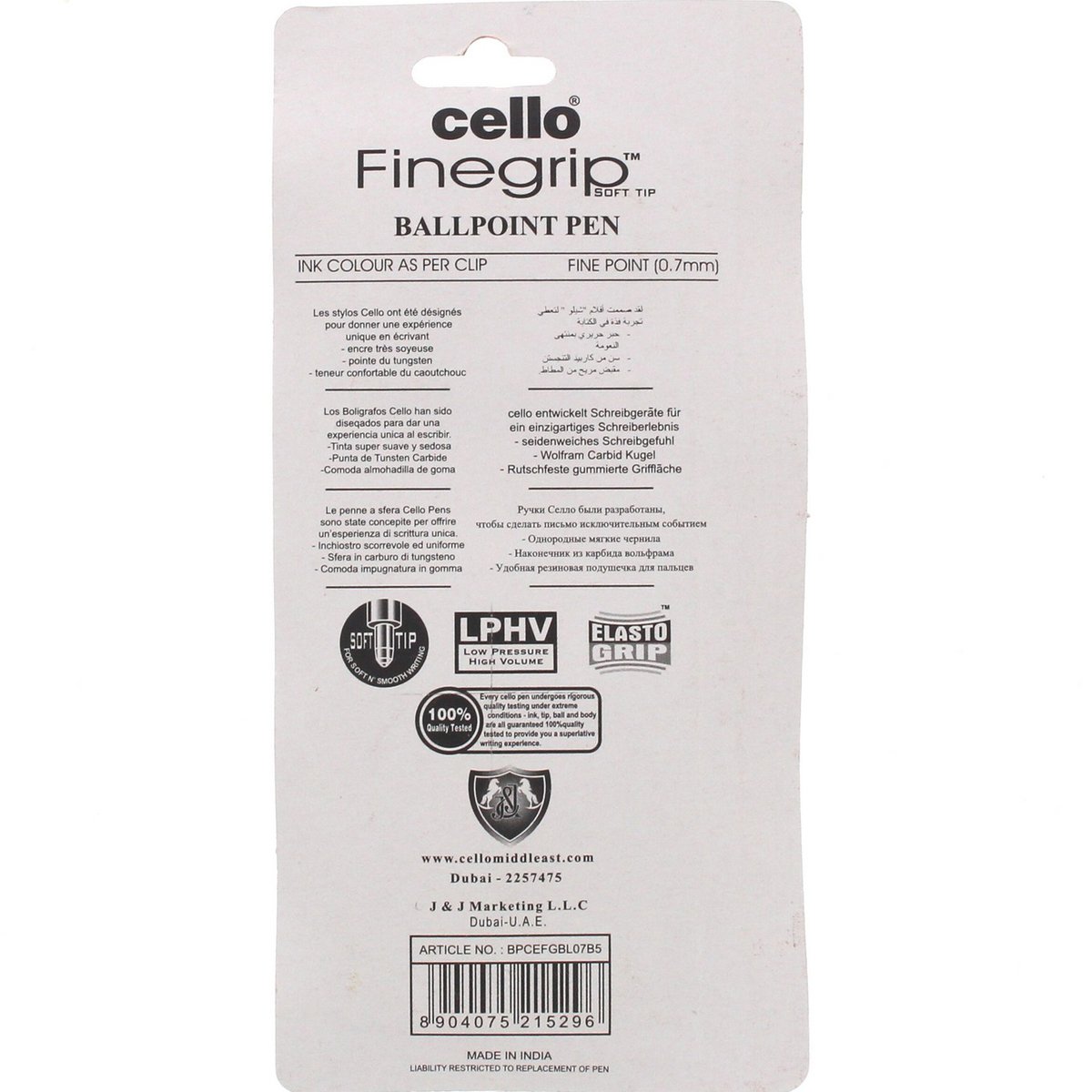 Cello Finegrip Ball Pen Blue 5's