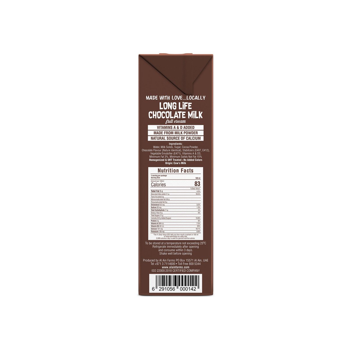 Al Ain Long Life Chocolate Milk Drink 18 x 180 ml