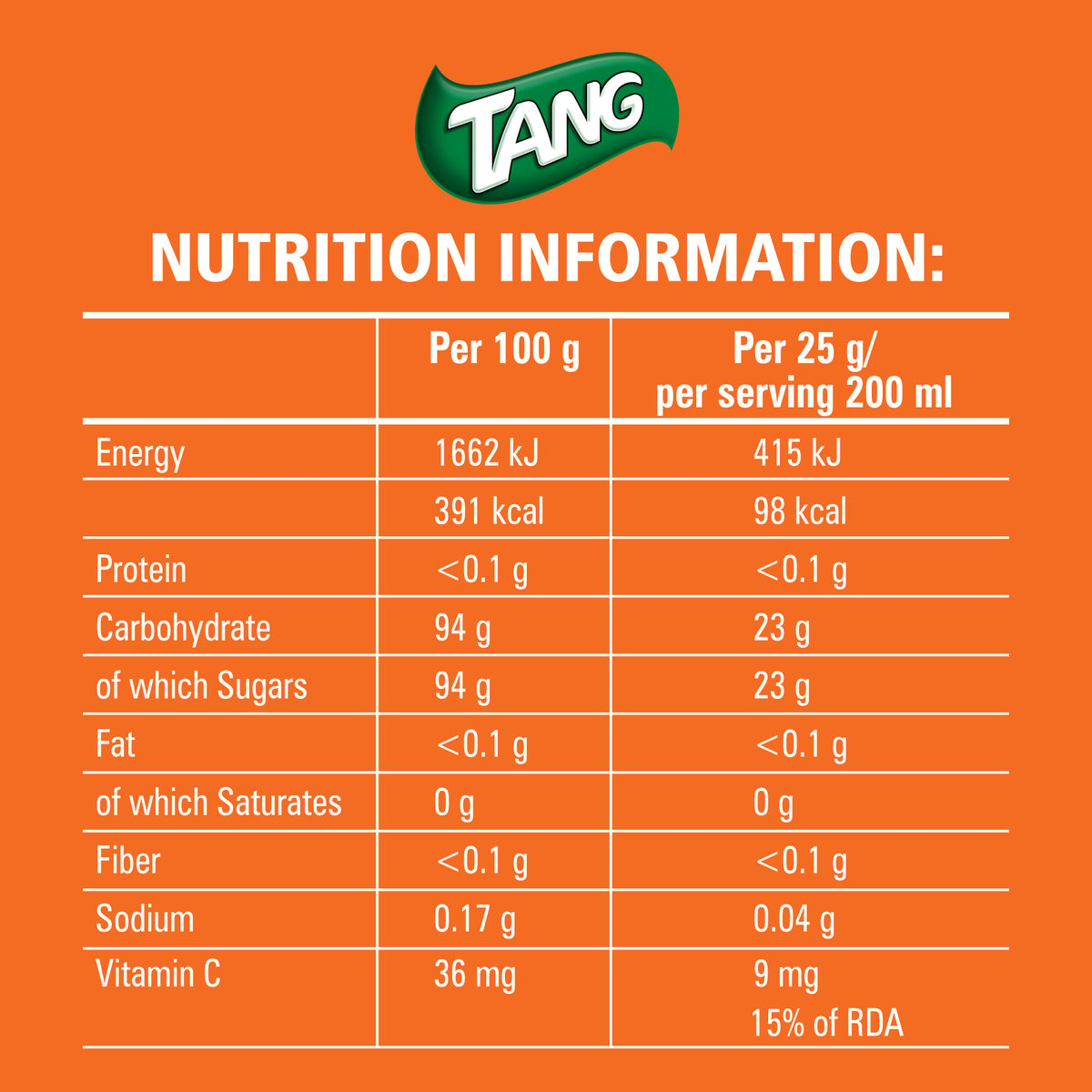 Tang Orange Instant Powdered Drink Value Pack 1.5 kg