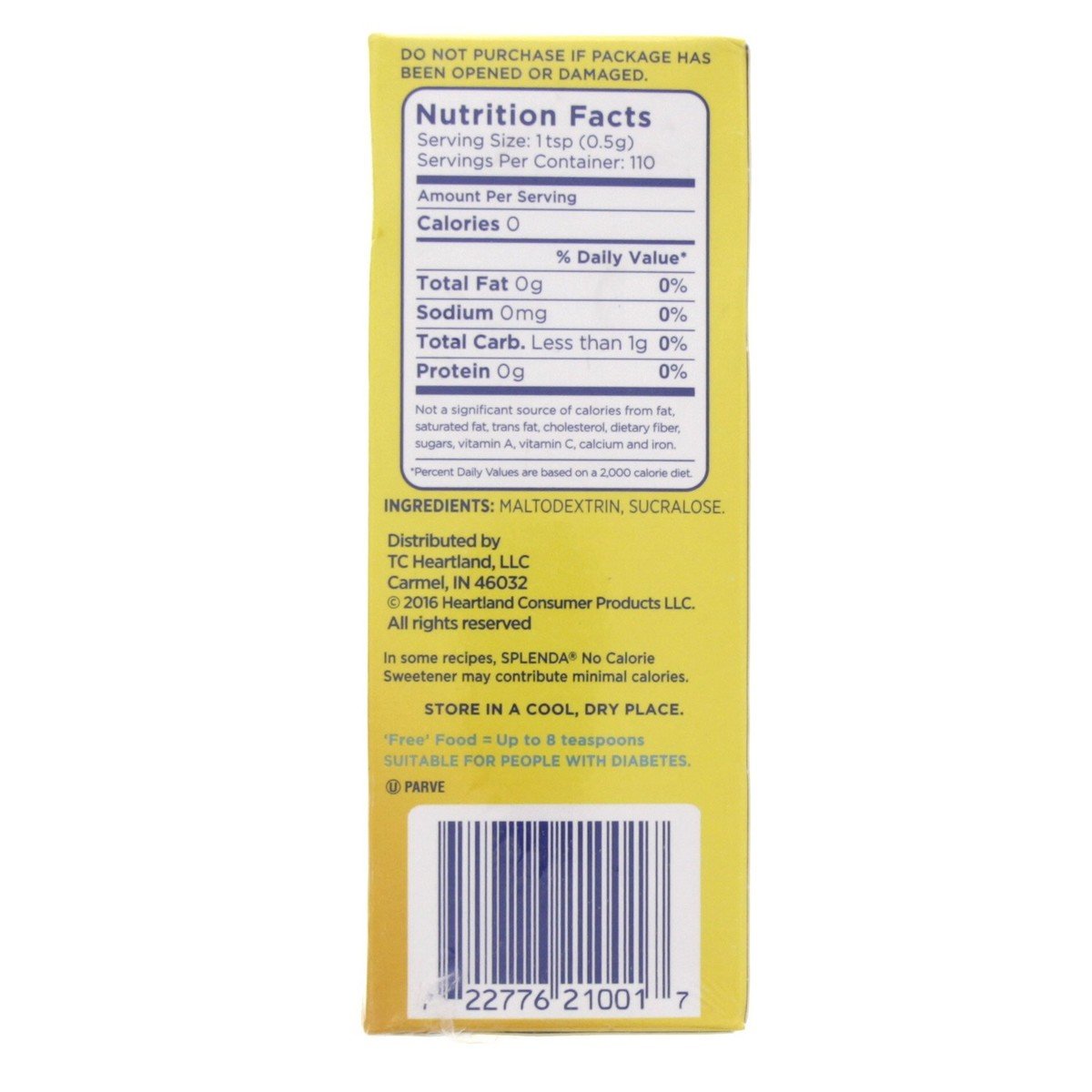 Splenda Granulated No Calorie Sweetener 55 Gm