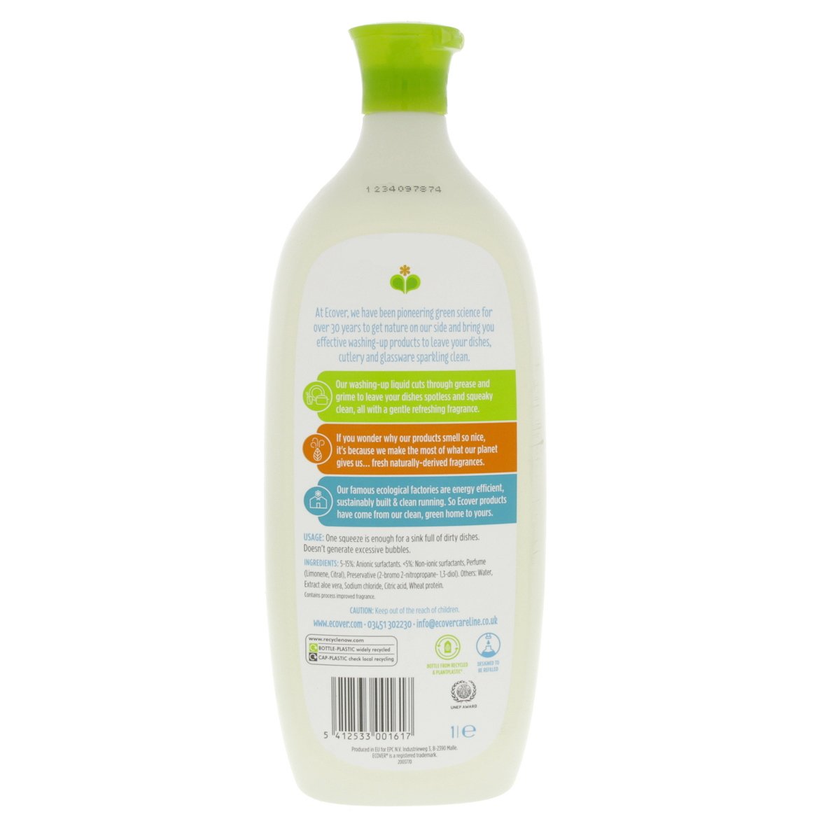 Ecover Lemon & Aloe Vera Washing Up Liquid 1Litre