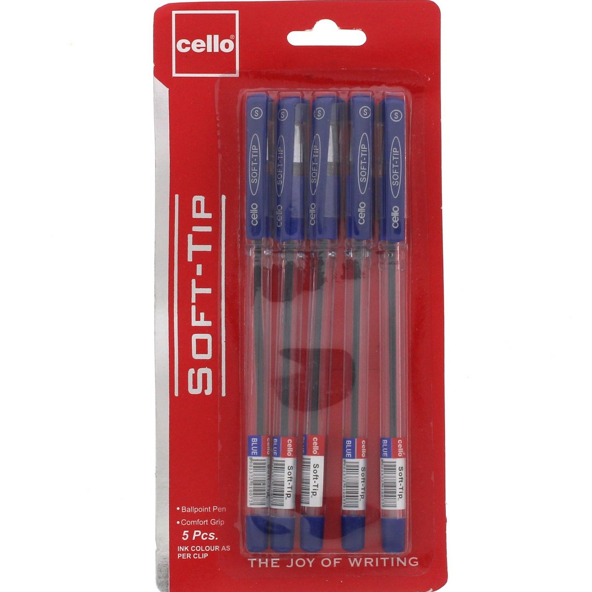 Cello Soft-Tip Ball Pen Blue 5's