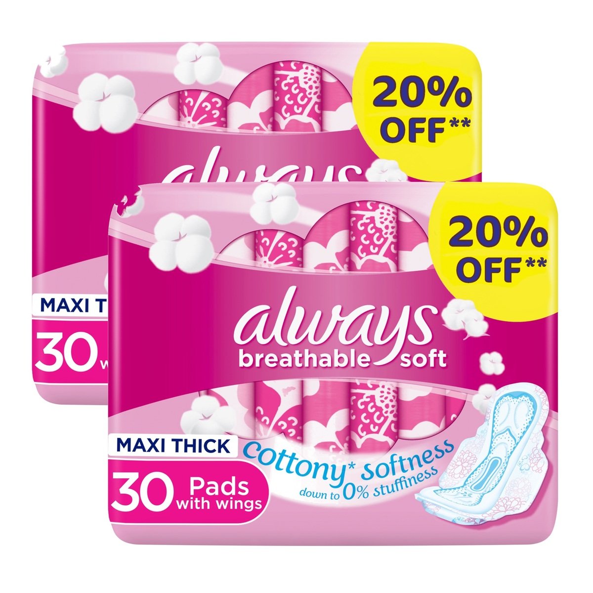 Always Breathable Soft Maxi Thick Large Sanitary Pads With Wings 2 X