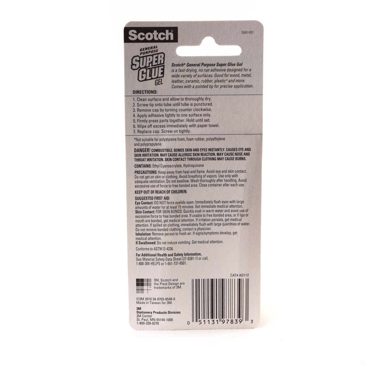 Scotch® Super Glue Gel, Single Use