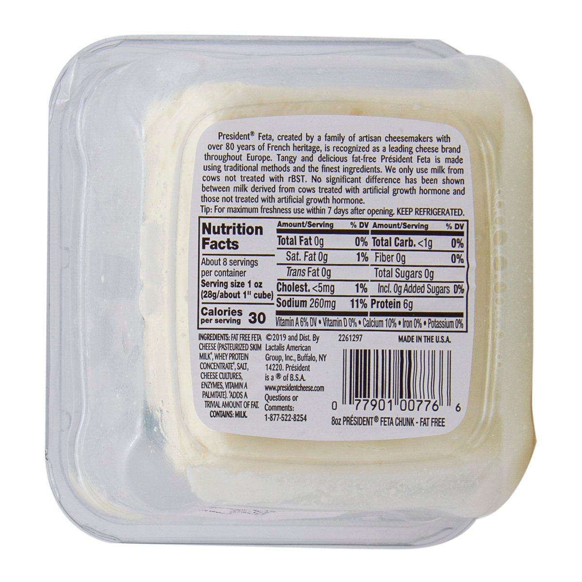 President Feta Chunk Cheese Fat Free 226 g