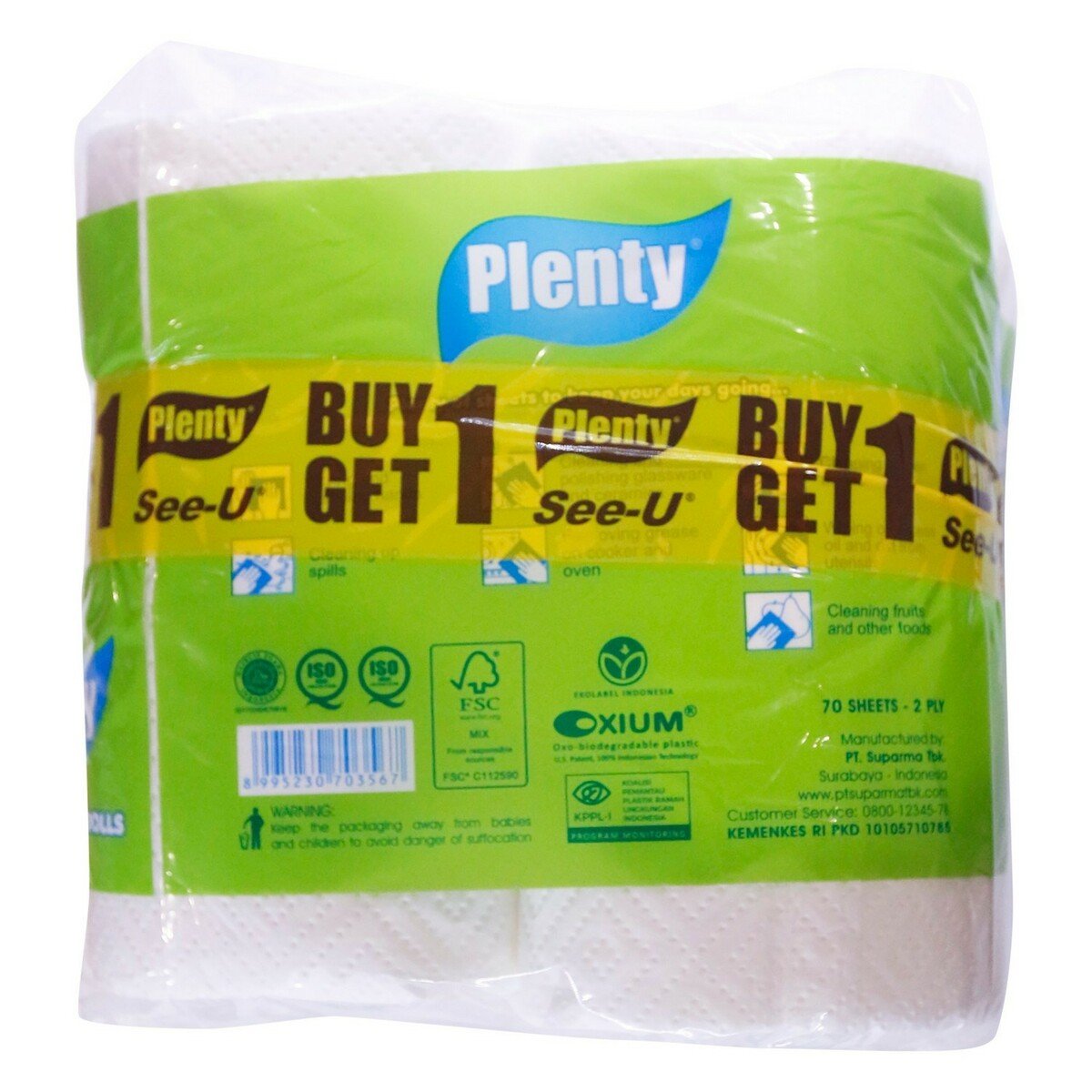 Plenty Kitchen Towel Rolls 2 In 1 2pcs