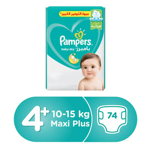 Pampers Active Baby Dry Diapers Size 4+ Maxi Plus 10-15 kg Mega Pack 74 pcs