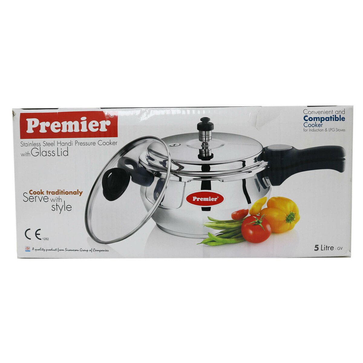 Premier Stainless Steel Handi Induction Pressure Cooker 5Litre