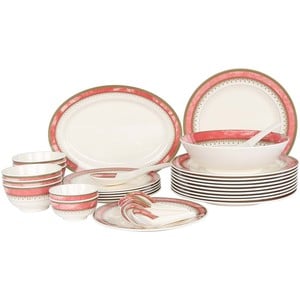 Melamine Dinner Set Rock Red 34pcs