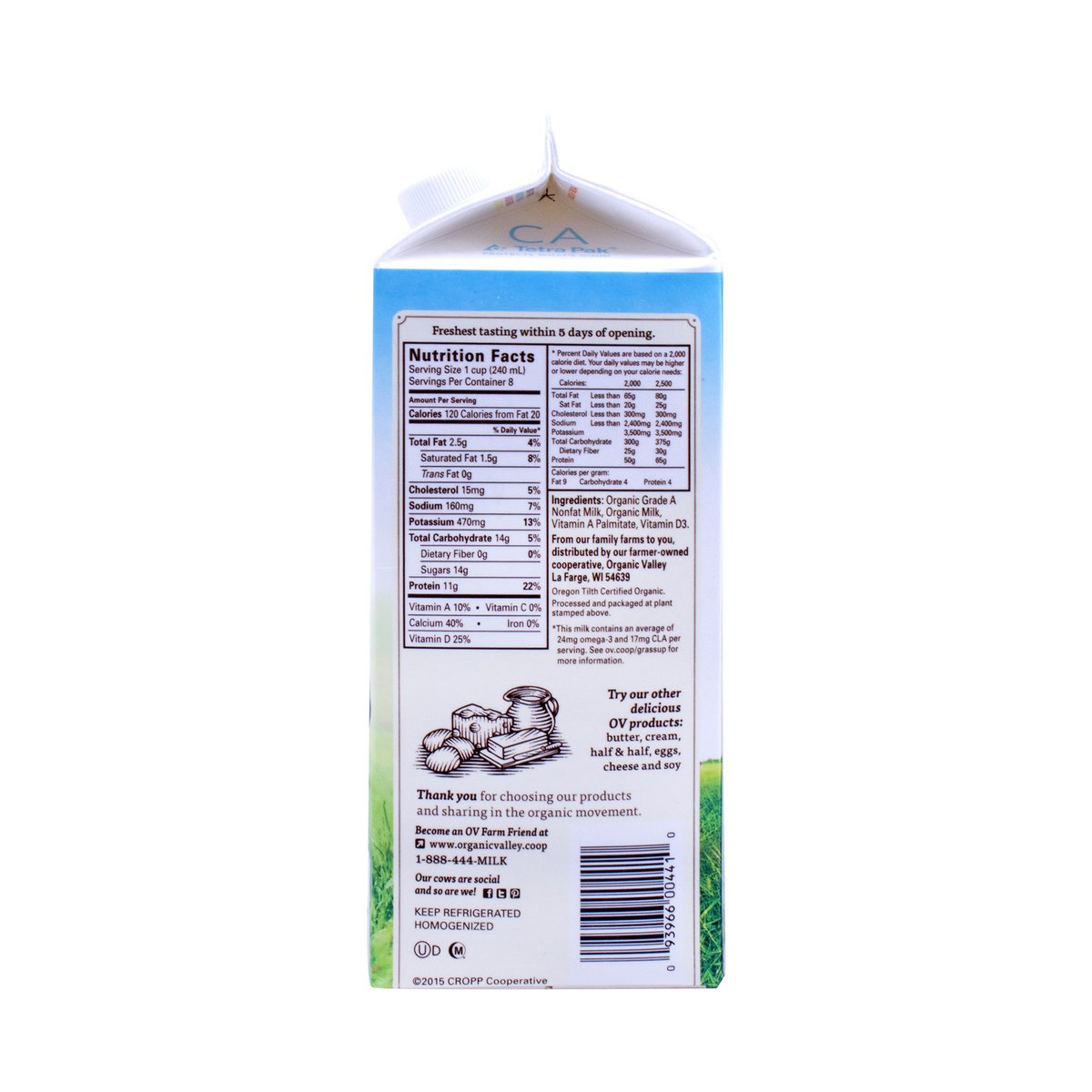 Organic Valley Organic Milk Low Fat 1.89 Litre