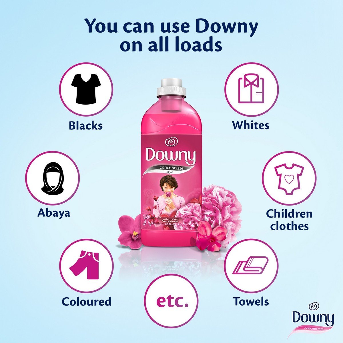 Downy Feel Romantic Concentrate Fabric Softener 1.5 Litre