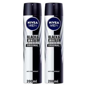 Nivea Black And White Invisible Deodorant Spray For Men 2 x 200 ml