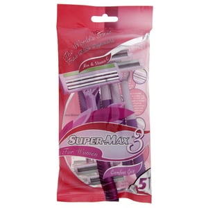 SuperMax3 for Women Comfort Grip 3Blade Razor 5 pcs