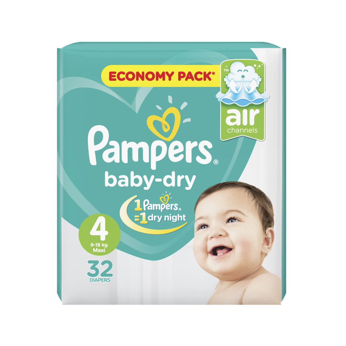 Pampers Baby Dry Diaper Size 4 Maxi 9-18kg 32pcs Online at Best Price ...