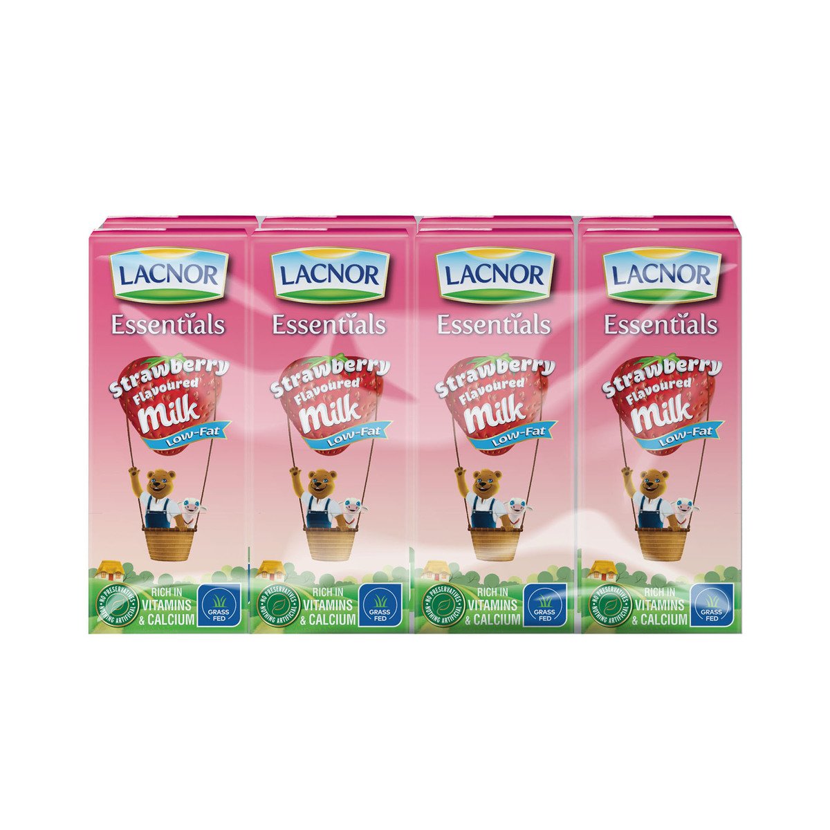 Lacnor Essentials Strawberry Flavoured Milk Low Fat 180 ml